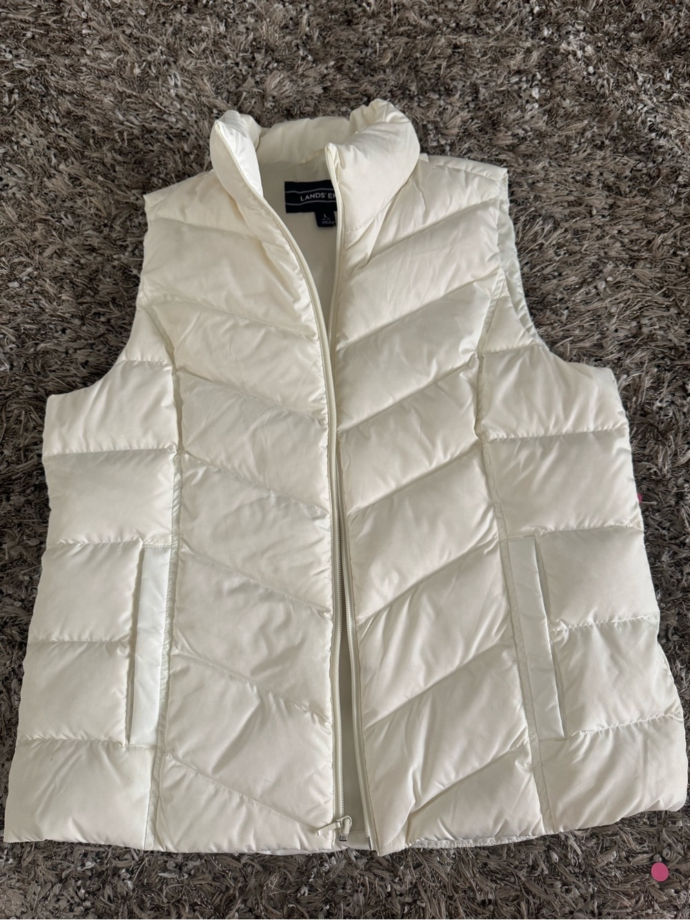 Lands' End Women's Off-White Quilted Puffer Vest